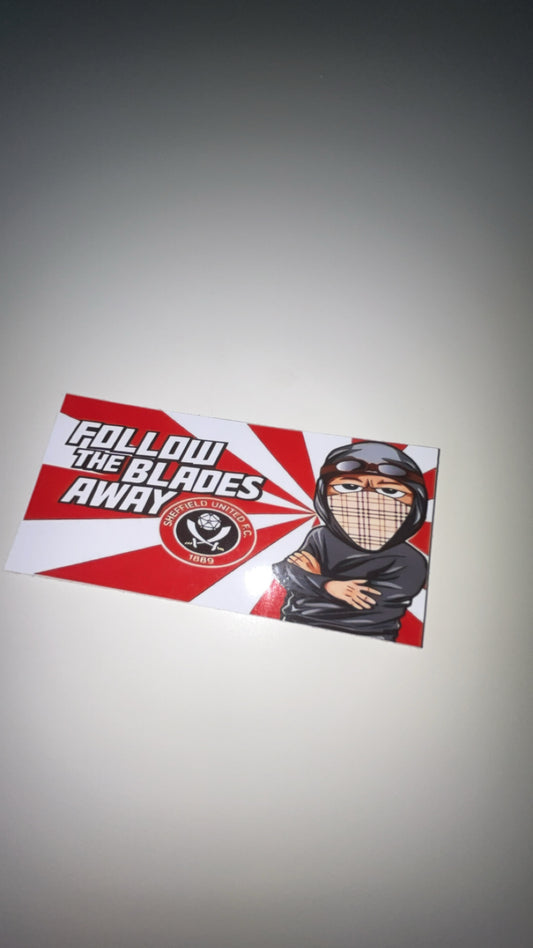 follow blades away sticker